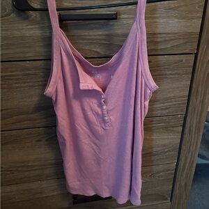 Aerie Pink Buttoned Tank Top